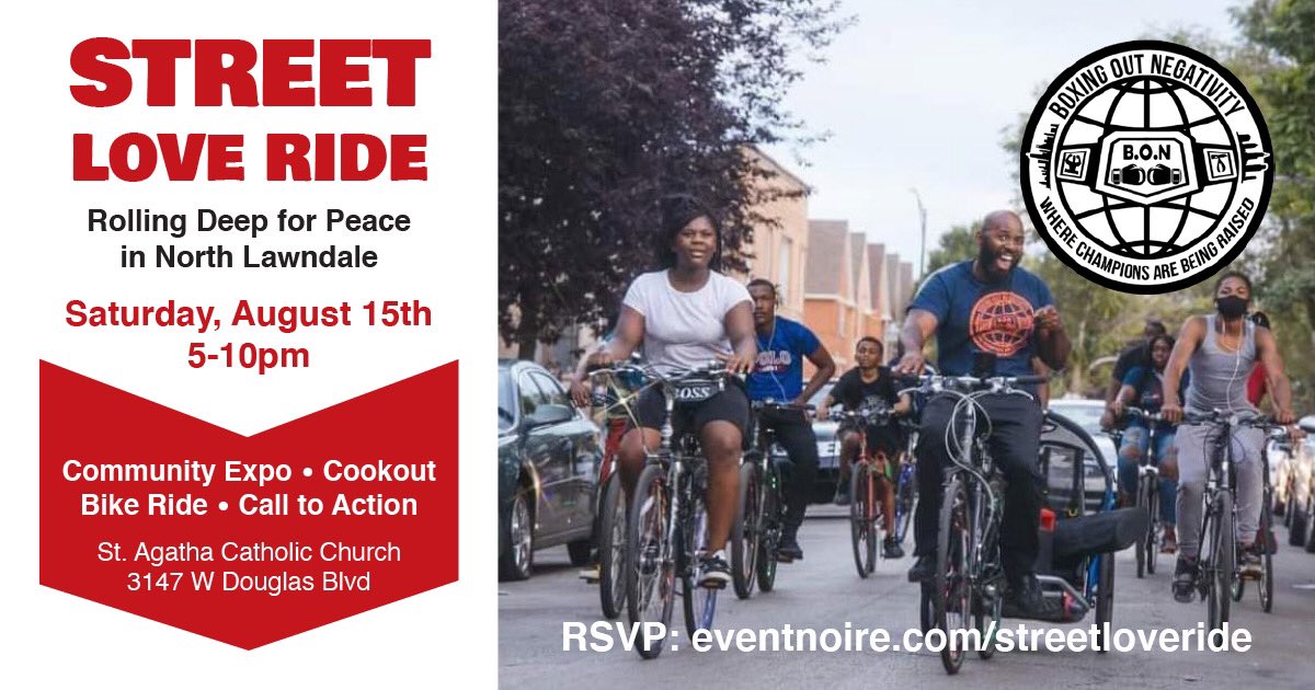 A group of us will be riding together to &amp; from the STREET LOVE RIDE this Saturday. We’d 💚 for you to join our bikepool. 
Beginner riders welcome. We roll off at 6pm sharp from Halsted &amp; Van Buren. Volunteers are still needed to bike Marshall. INFO: bikelaneuprising.com/post/group-rid…