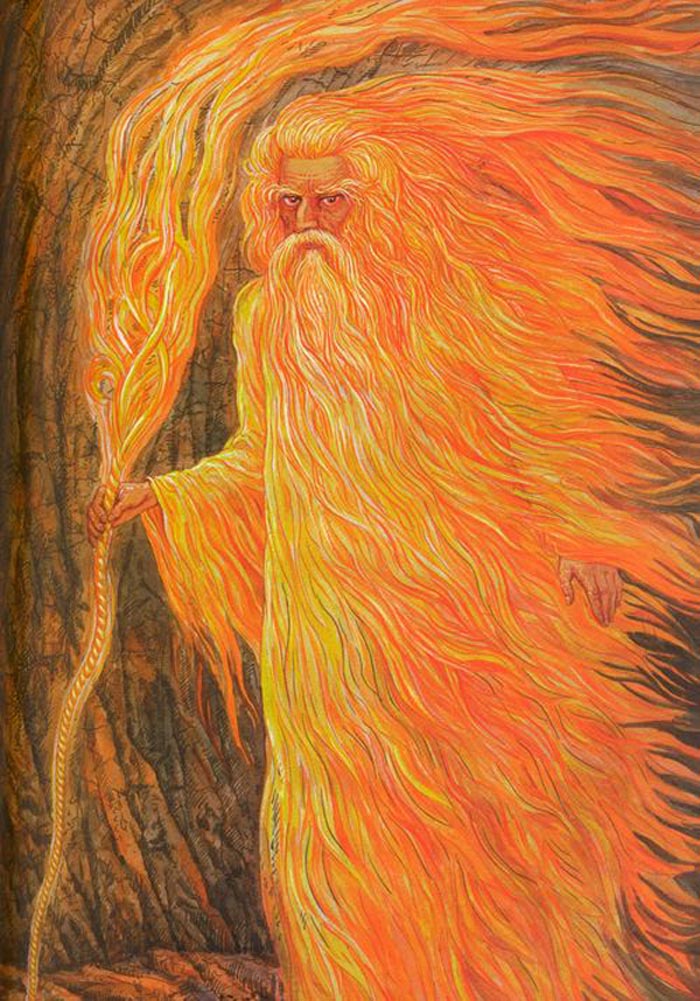 Zhalguin-Karalus is said to be the brother of Akapirms (derived from Old Prussian uka+pirms "first of all").Akapirms is the progenitor deity, the fiery essence/Sky Father, cognate to Svarog, but also Perun/Svarozich, for all of them represent the eternal reincarnating spirit.