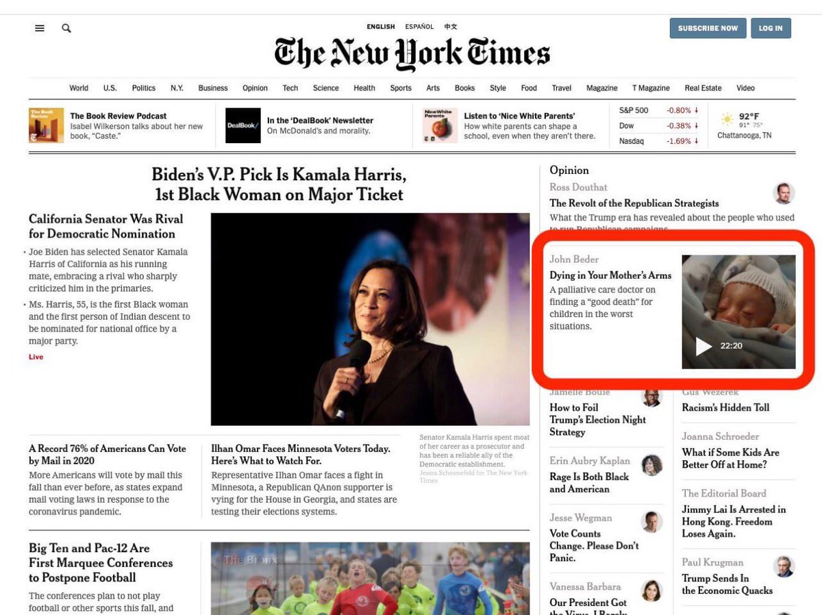 Congrats to our own Mark Brady, who has managed to get his amazing documentary about palliative care distributed via The NYT. nytimes.com/2020/08/11/opi…