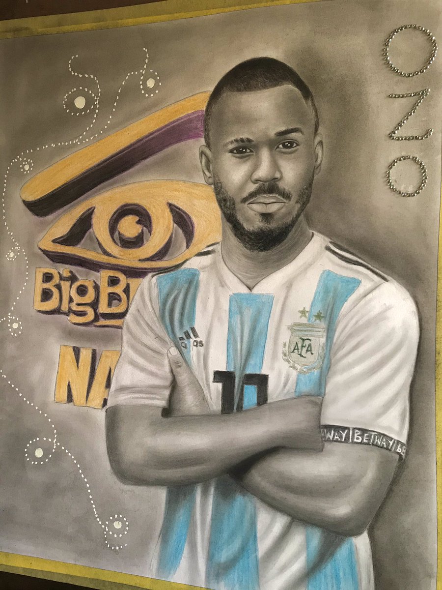 Now, we have an entry from  @IamDebbieArt A drawing of  #BBOzo as a footballerWhat say you? Check below to vote #BETWAYFYI  #BBNaija