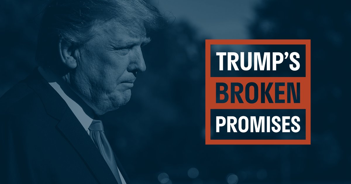 (THREAD) #TrumpsBrokenPromises #PromisesMadePromisesBrokenHere's a list of 50 promises Trump made on the campaign trail. He's broken nearly every one of them.Please review and share.