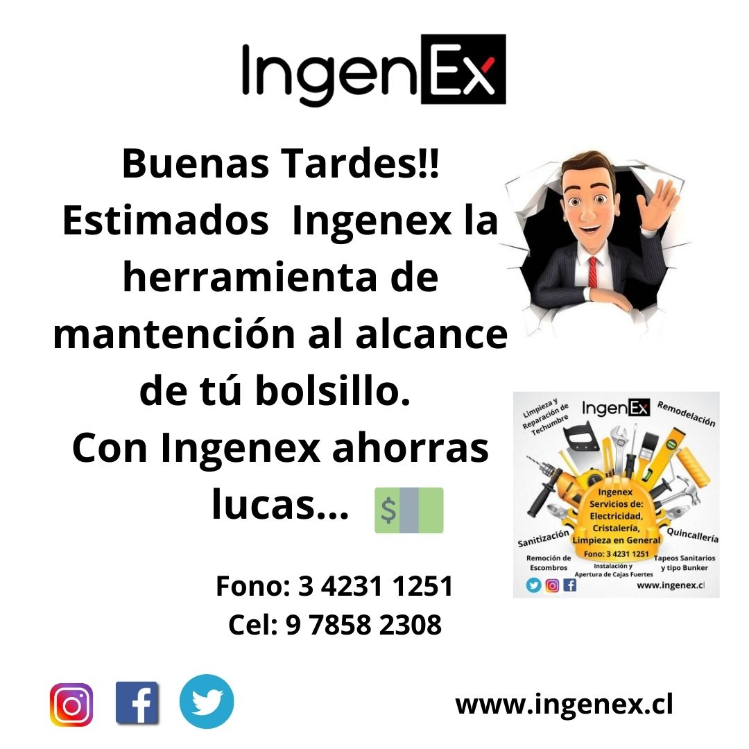 IngenexS's tweet photo. Ingenex siempre a tú lado para los requerimientos en #mantencion #servioselectricos #quincallería #remodelacion #tapeossanitarios 👨‍🔧😷 https://t.co/07rNysJFSo