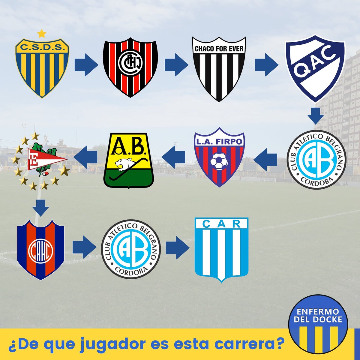 EnfermoDelDocke's tweet photo. Hoy una un poco mas dificil.. ¿De que jugador es esta carrera?

Pista: Jugo durante 3 años en Dock Sud, disputando la Primera D, Primera C y la Primera B Metropolitana 😉
Deja tu respuesta en los comentarios 👇🏼🇺🇦. https://t.co/LZgX5dpjcy