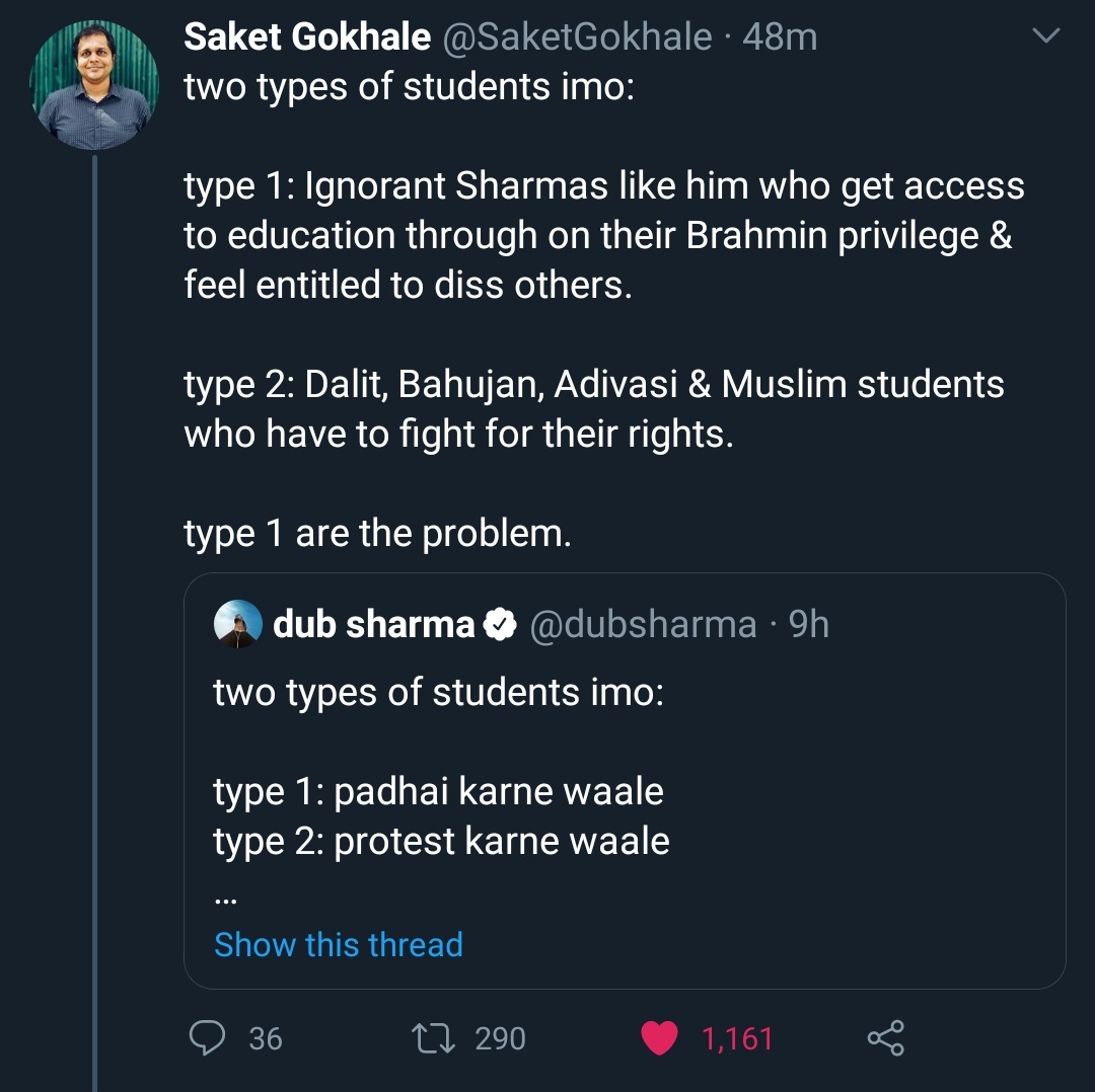 nvi_twt's tweet photo. saket gokhale dragging this dub sharma dude is my religion bye https://t.co/byZtnhPEhr
