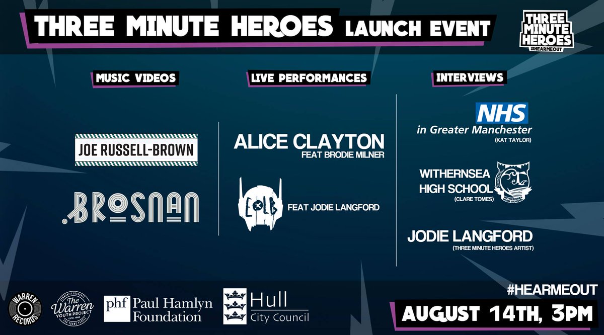 FutureproofPR (@futureproofpr) on Twitter photo #TuneIn tmrow at 3pm to <a href="/3minuteheroes/">Three Minute Heroes</a> #LaunchEvent on @Facebook 🎉 The online event will #showcase never before heard music from #ThreeMinuteHeroesVol2 LP & ft #LiveMusic from many of the artists on the album 💥 RSVP via link 👇
#HEARMEOUT
<a href="/TheWarrenYP/">The Warren Youth Project</a>
bit.ly/30uwcAQ #TuneIn tmrow at 3pm to <a href="/3minuteheroes/">Three Minute Heroes</a> #LaunchEvent on @Facebook 🎉 The online event will #showcase never before heard music from #ThreeMinuteHeroesVol2 LP & ft #LiveMusic from many of the artists on the album 💥 RSVP via link 👇
#HEARMEOUT
<a href="/TheWarrenYP/">The Warren Youth Project</a>
bit.ly/30uwcAQ
