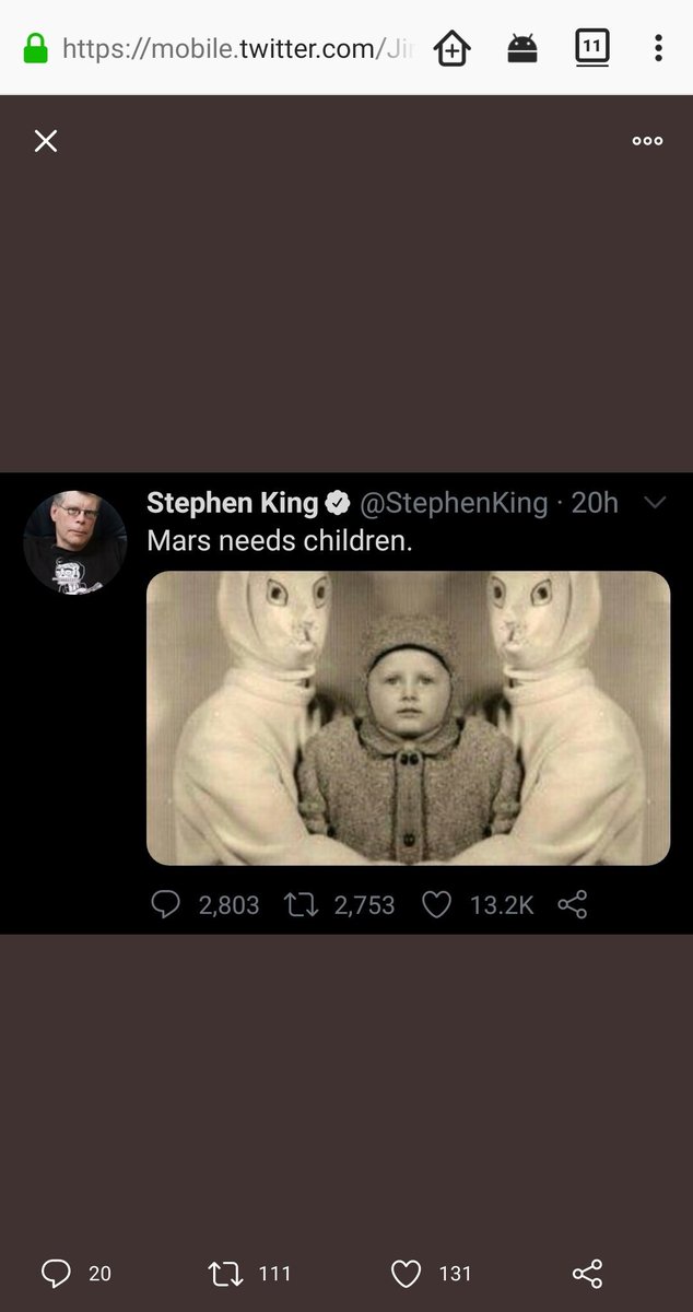Take notice of the white rabbits!We see it here too....Steven Kings tweet a week ago