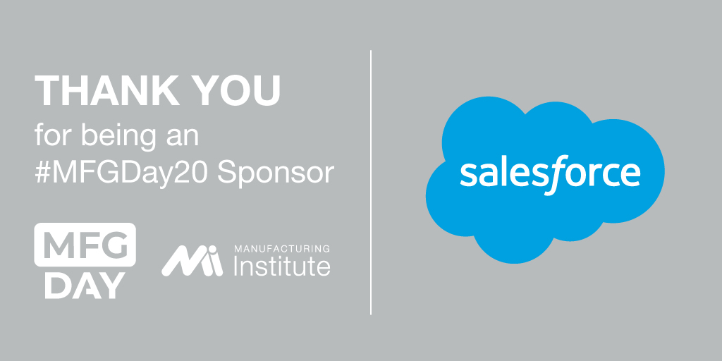 MfgDay's tweet photo. With the launch of their Manufacturing Cloud, #MFGDay20 National Partner @Salesforce is helping to improve the technology behind some of America’s largest distributors. 👩💻 We’re ecstatic to harness their insight to inspire students across the country!💡 https://t.co/2BasTLlJsv https://t.co/9Y2fVsIa0P