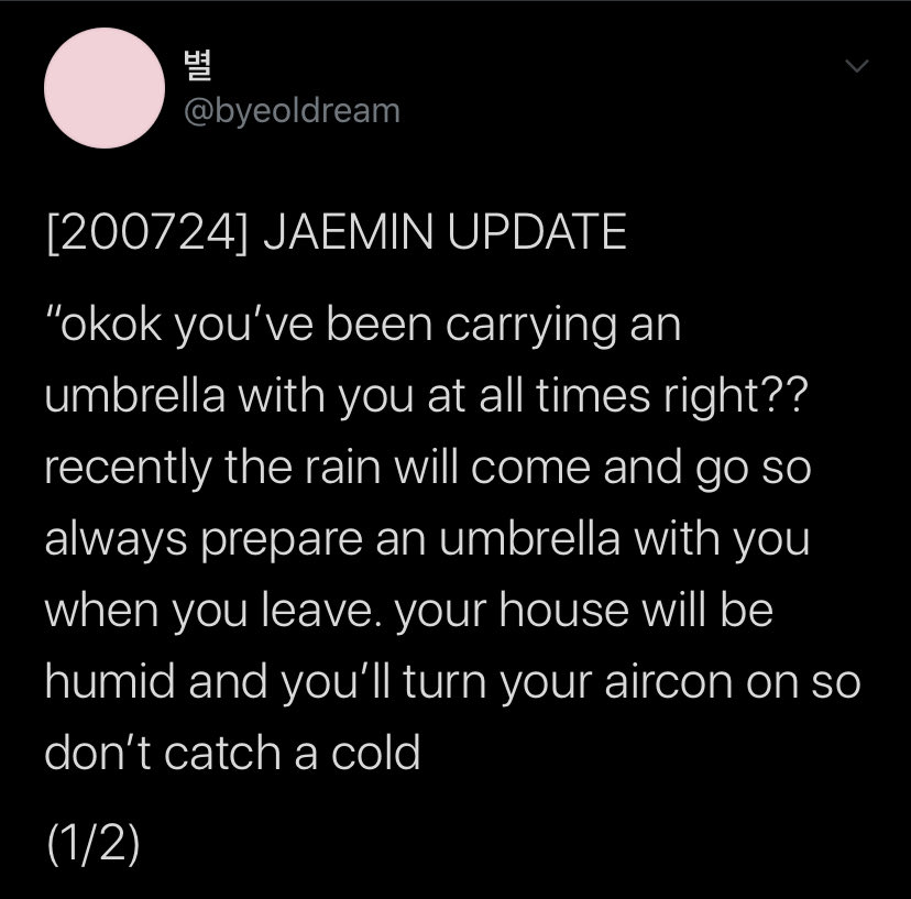 TWO he’s constantly reminding fans on both bubble, vlive as well as during fansigns to take care of themselves and make sure they’re eating and drinking properly! he’s also used bubble to lecture fans on their electricity usage n telling kfans to stay safe during monsoon season