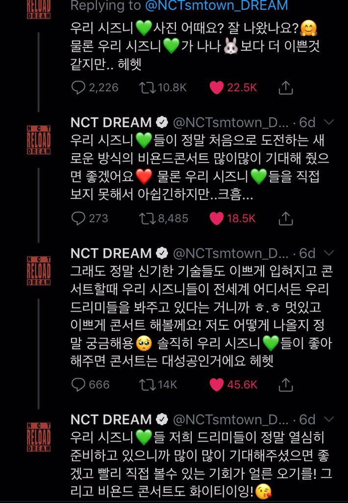 FOUR he’s constantly sending nctzens love letters through lysn, bubble, the dream twt acc, and other platforms. he’s repeatedly expressed how grateful he is for nctzens and how much he cherishes us 