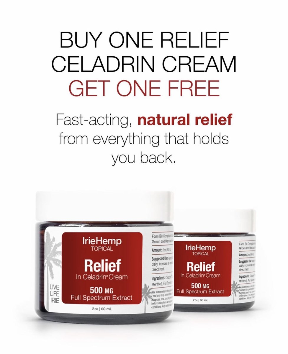 iriecbd's tweet image. Fast-acting, natural relief from everything that holds you back. Get a Relief Cream and we’ll match you through 8/18. bit.ly/2DO3raV  🌱 #LiveLifeIrie