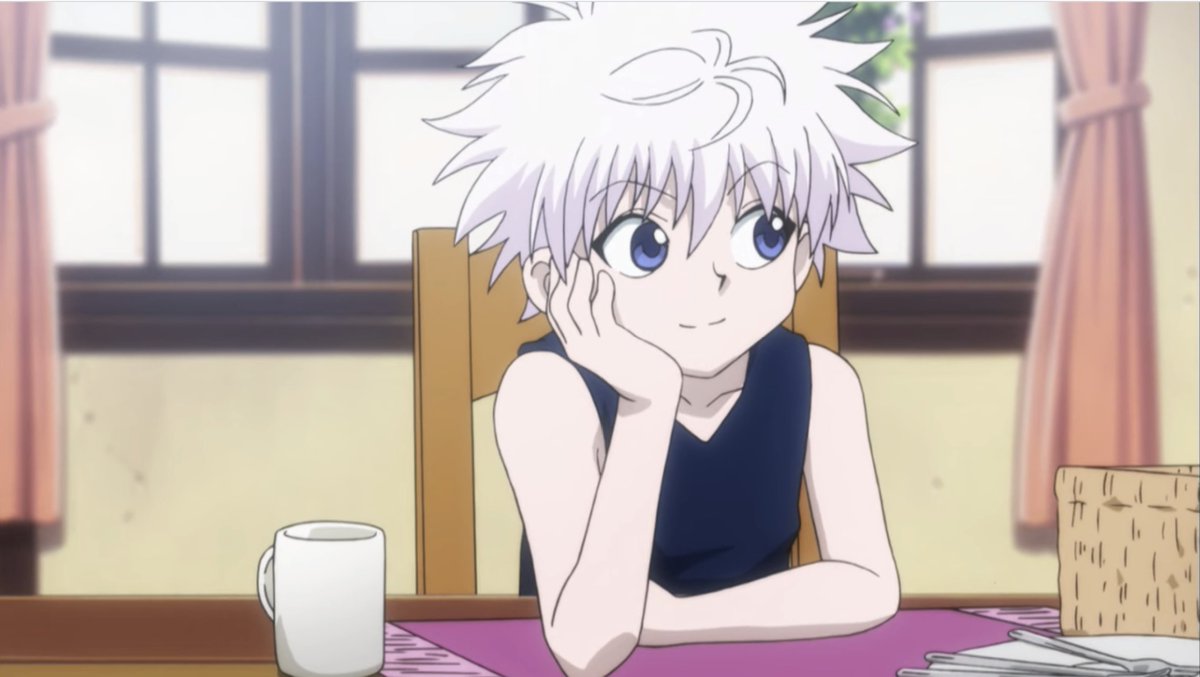 Killua just watching Gon and Aunt Mito talk. You can tell he's never had a meal with a family before. I think something that doesn't get discussed very often is that Killua finds a sense of belonging with Gon.