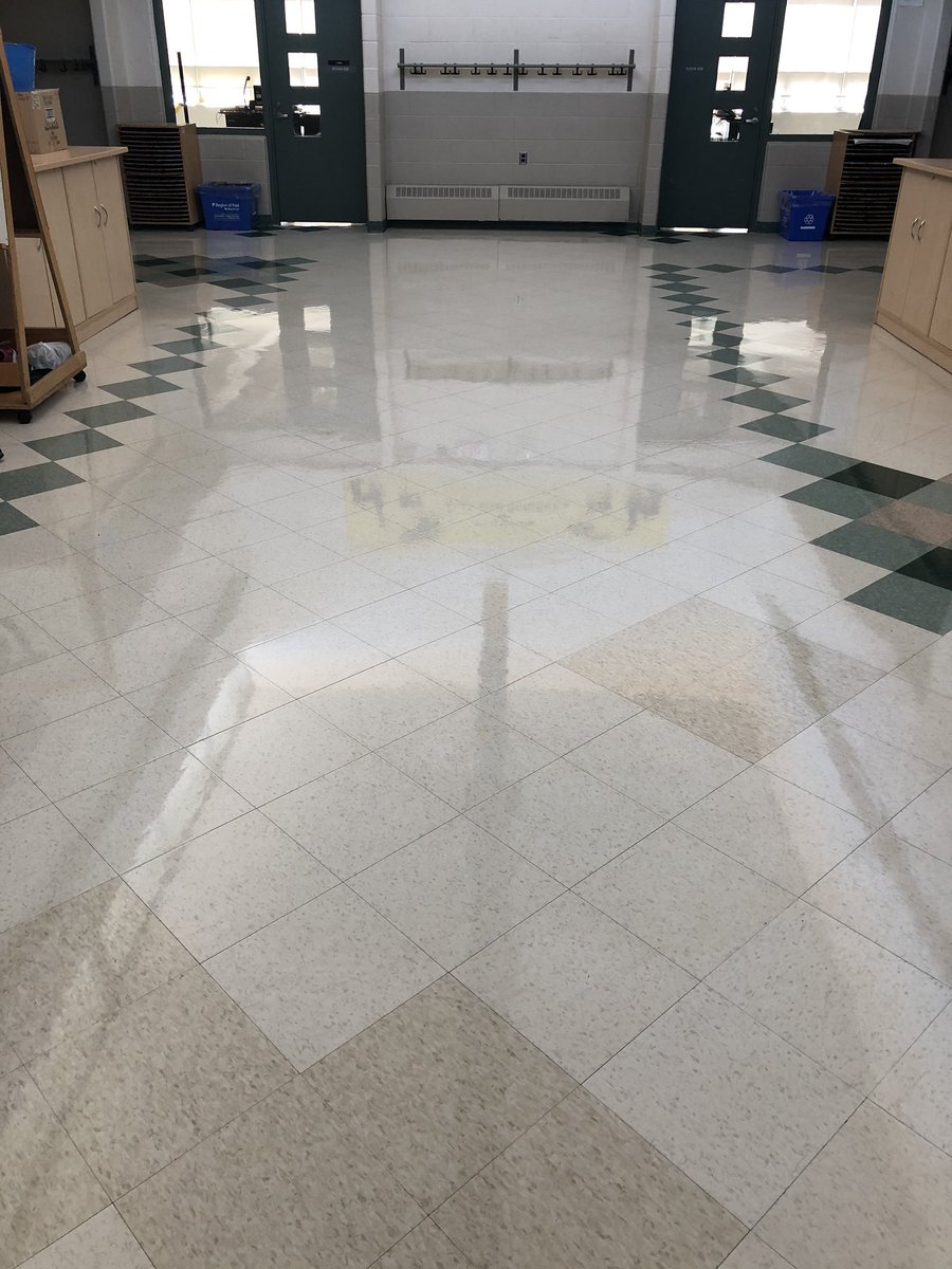 FacilitiesPDSB's tweet photo. Nothing quite shines like a newly scrubbed and waxed floor! #CustodianLife #SummerCleanUp https://t.co/iBlyn3bSbo
