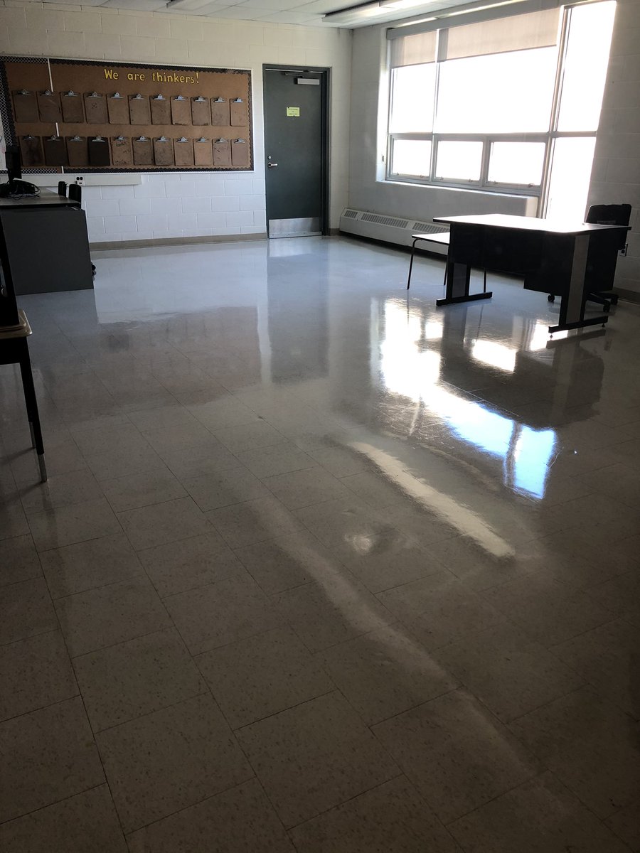 FacilitiesPDSB's tweet photo. Nothing quite shines like a newly scrubbed and waxed floor! #CustodianLife #SummerCleanUp https://t.co/iBlyn3bSbo