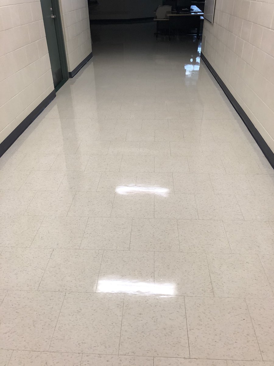 FacilitiesPDSB's tweet photo. Nothing quite shines like a newly scrubbed and waxed floor! #CustodianLife #SummerCleanUp https://t.co/iBlyn3bSbo