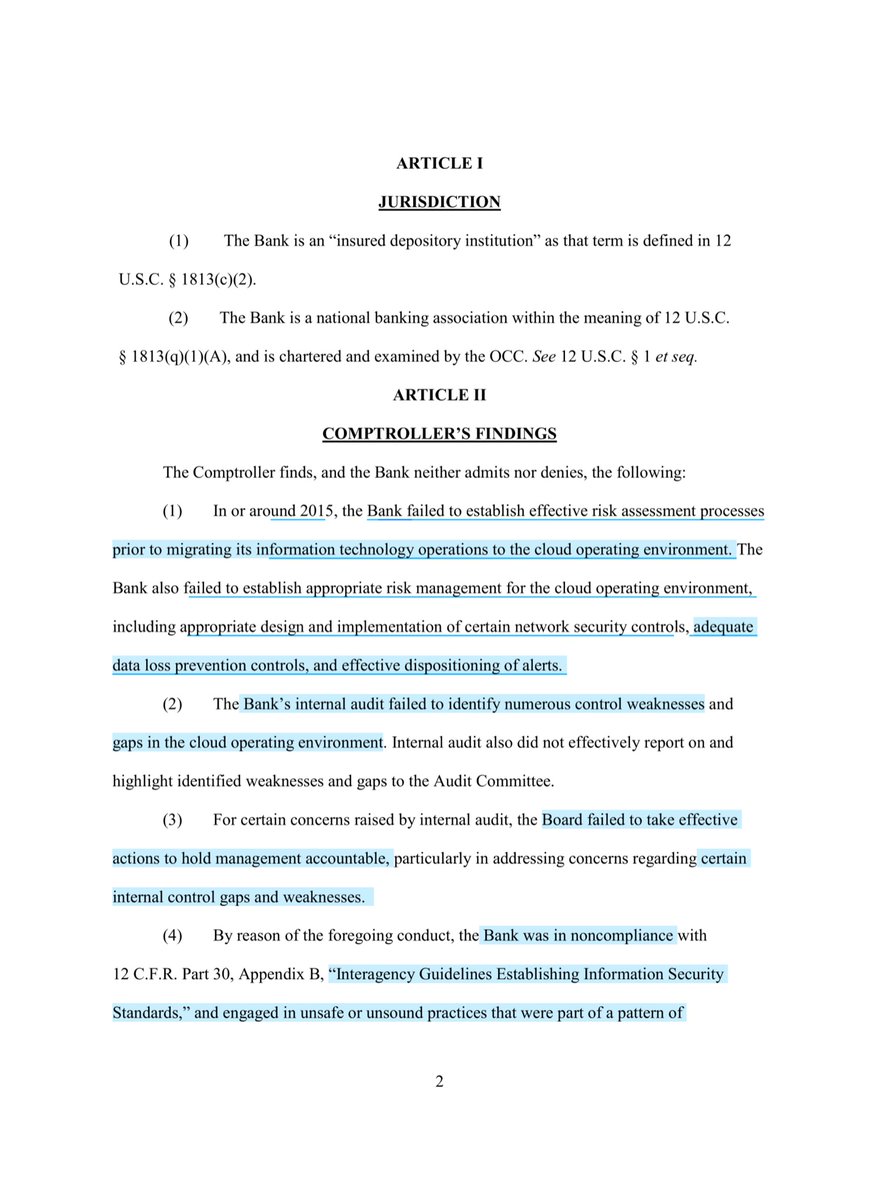 betcha you thought I forgotICYMI8/6  @CapitalOne“..OCC found the noted deficiencies to constitute unsafe or unsound practices and resulted in noncompliance with 12 CFR Part 30; Appendix B, "Interagency Guidelines Establishing Information Security Standards."...there’s more  https://twitter.com/File411/status/1155988791108128770