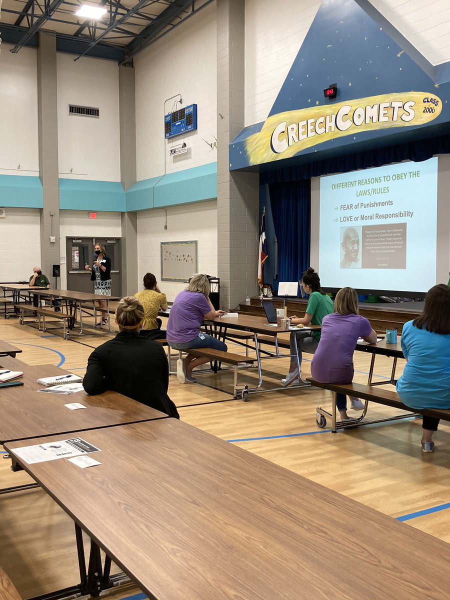 It’s a fabulous morning <a href="/CreechElem/">Creech Comets</a>  with part one of <a href="/ConsciousD/">Conscious Discipline</a>  training for all staff. All distancing measures are in place and we are learning together! #Creechpride