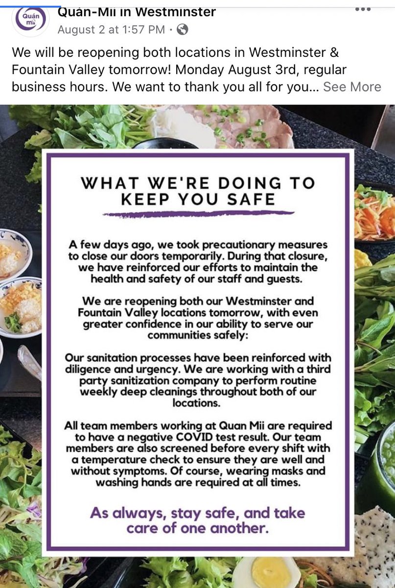 HearMeRoar53881's tweet photo. Eat safe OC! Quan-mi closed their Westminster and Fountain Valley locations to clean for Covid. #oc #fountainvalley @SafeDineOC #Westminster #eatsafeoc #transparency https://t.co/AOIgOpZ9Oy