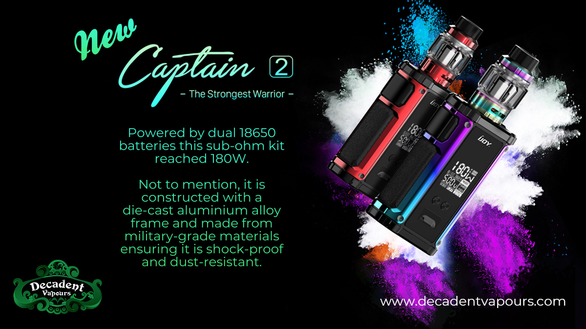 DVOriginal2009's tweet photo. The all-new iJoy Captain 2 Kit, reaching 180W and providing long-lasting use.
Not to mention, it is constructed from military-grade materials ensuring it is shock-proof and dust-resistant ⚡️

Grab yours today 👉 https://t.co/T4jhUyvZft
#vapekit #subohm #vapefam #vapelife #vapeuk https://t.co/3aaXQvMfK5