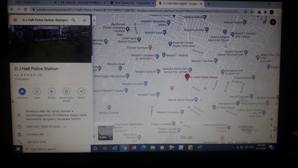 aman_25081's tweet image. ये #GOOGLE_MAP  से लिया है DJ HALLI POLICE STATION --BANGLORE 

 क्या आप लोग #MAP देख कर बता सकते हो वहां #दंगे क्यों हुए ❓❓