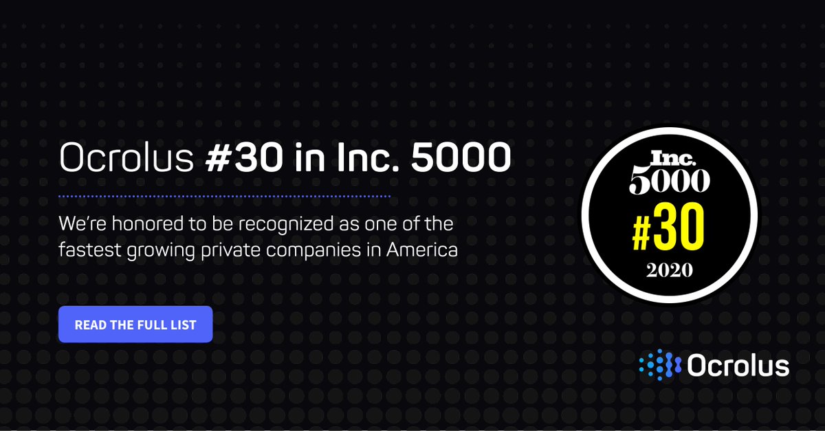 Time to celebrate: Ocrolus is No. 30 on this year’s #Inc5000 list, 4th among all companies in New York, and 6th among software companies in the US! Read the story: hubs.ly/H0tyvwj0 

See the full <a href="/Inc/">Inc.</a> list here: hubs.ly/H0tyvwk0