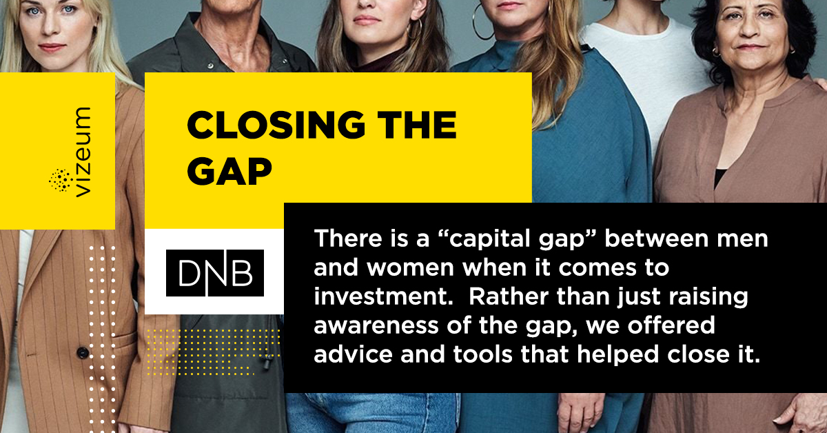 DNB saw an opportunity to assist with gender disparity by encouraging the underserved audience of 2.5 million women to take greater control of their wealth. In turn, through the #sheinvests campaign, fund sales to female customers increased 83%. bit.ly/2Wg1RF4