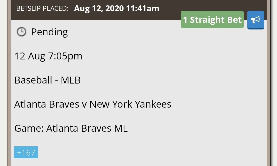 HaterCouch's tweet photo. #MLBChase 7B
Braves ML (+167)
Record: 5-1 https://t.co/qHoabQgySd