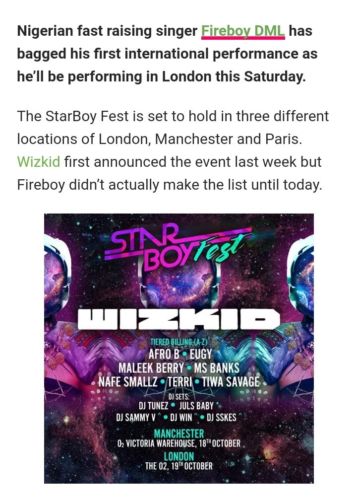 He took so many upcoming artistes to one of the biggest concert platform in London at the 02 arena for the first time to show their talents to the world. The likes of fireboy, Terri, oxlade e.t.c!! Tbvh we don't deserve this wizkid in Nigeria