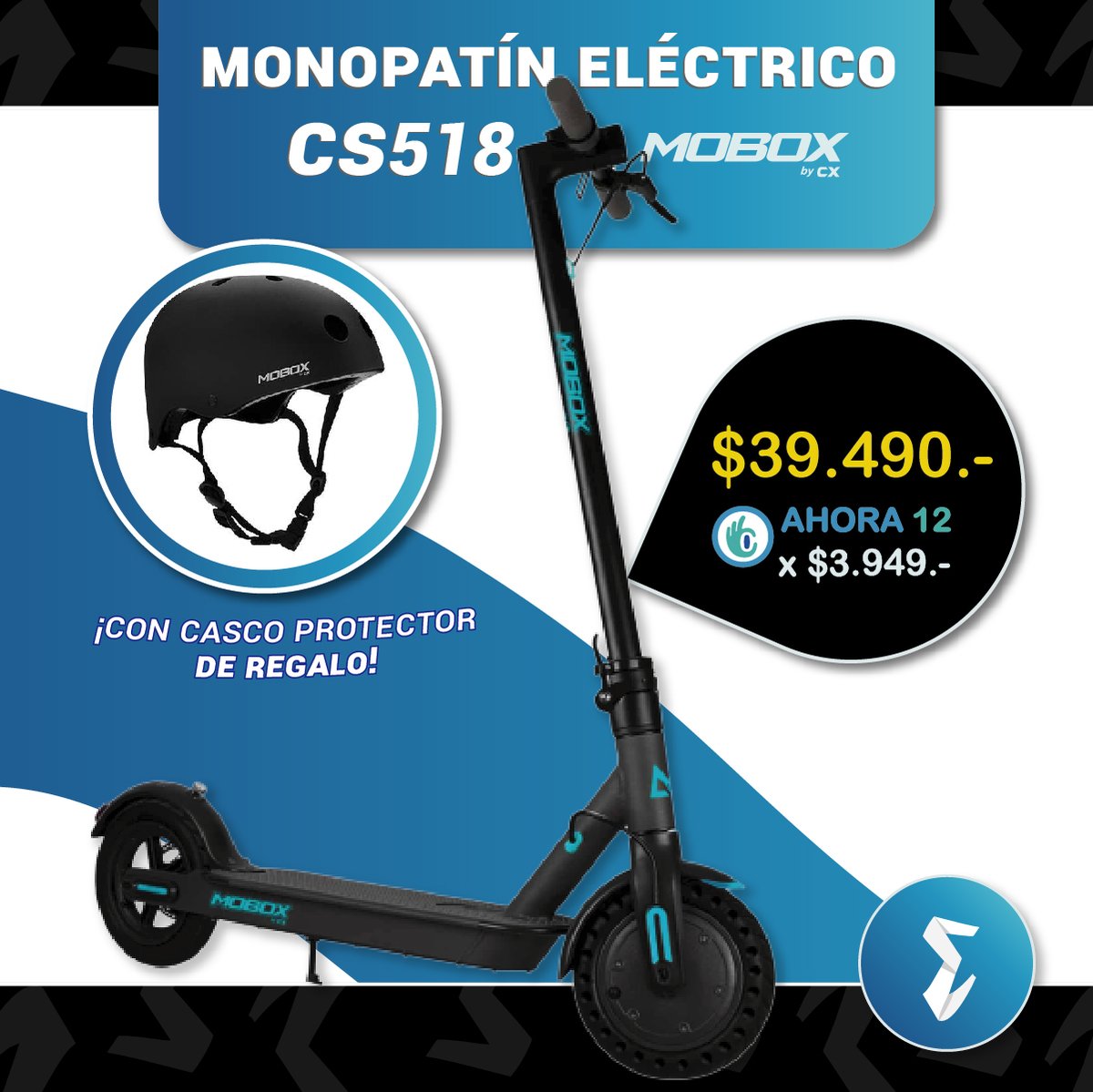 grupo_printing's tweet photo. 👋 Viví una experiencia única, ¡movete con libertad! 💣 #MOVETEINTELIGENTE 🤩

🛴 MONOPATÍN ELÉCTRICO CS518 #Mobox🛴
Con casco protector DE REGALO‼️

💰➡️$39.490.-
💰#Ahora12 ➡️ $3.949.-

[Promoción válida hasta el 19/08/2020 o hasta agotar stock] https://t.co/C6OySGWaoM