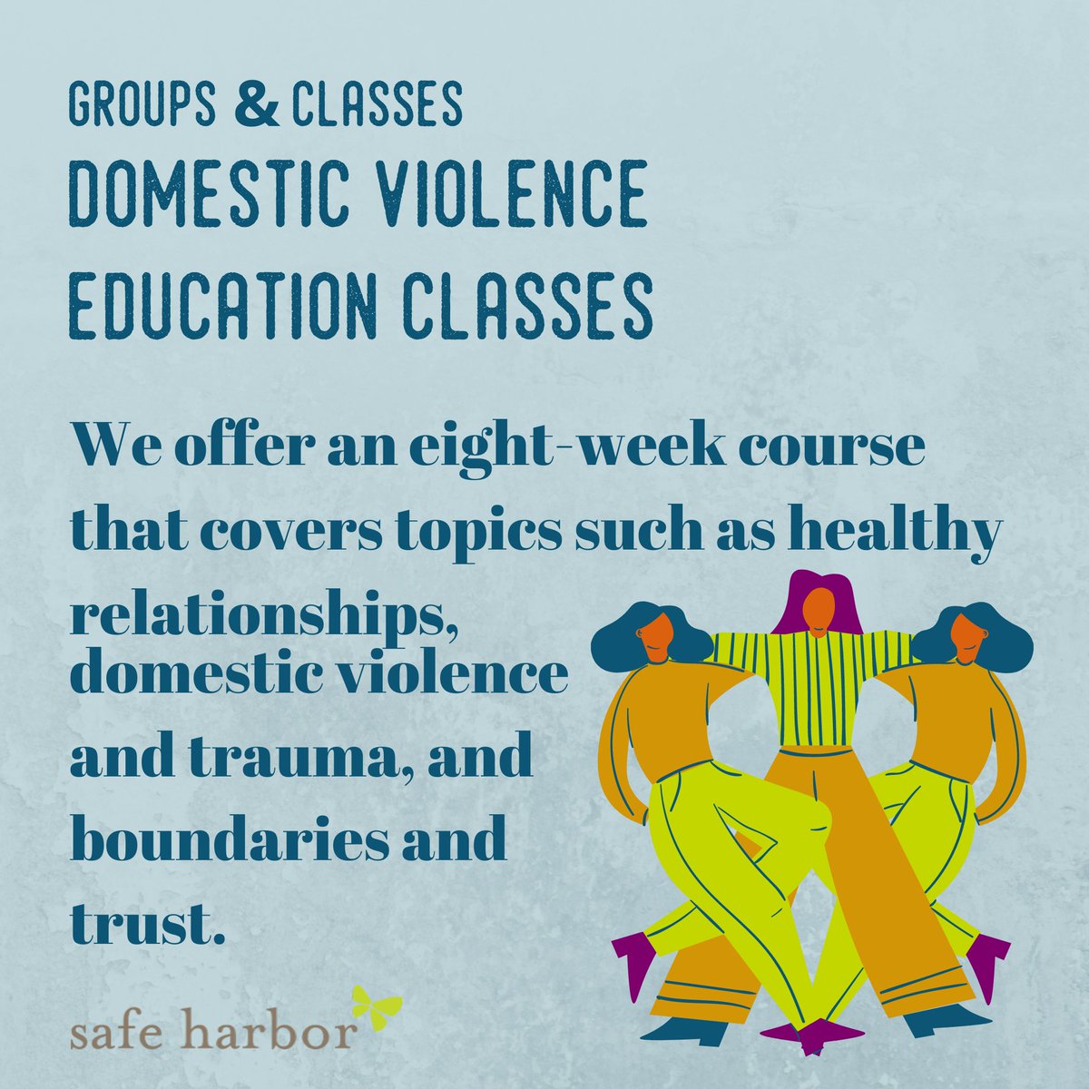 SafeHarborInc's tweet image. Safe Harbor offers survivor support groups as well as classes for survivors to learn more about the cycle of violence and how to parent their children in the wake of domestic violence.

For more information about these groups and classes visit safeharborsc.org/support-groups…