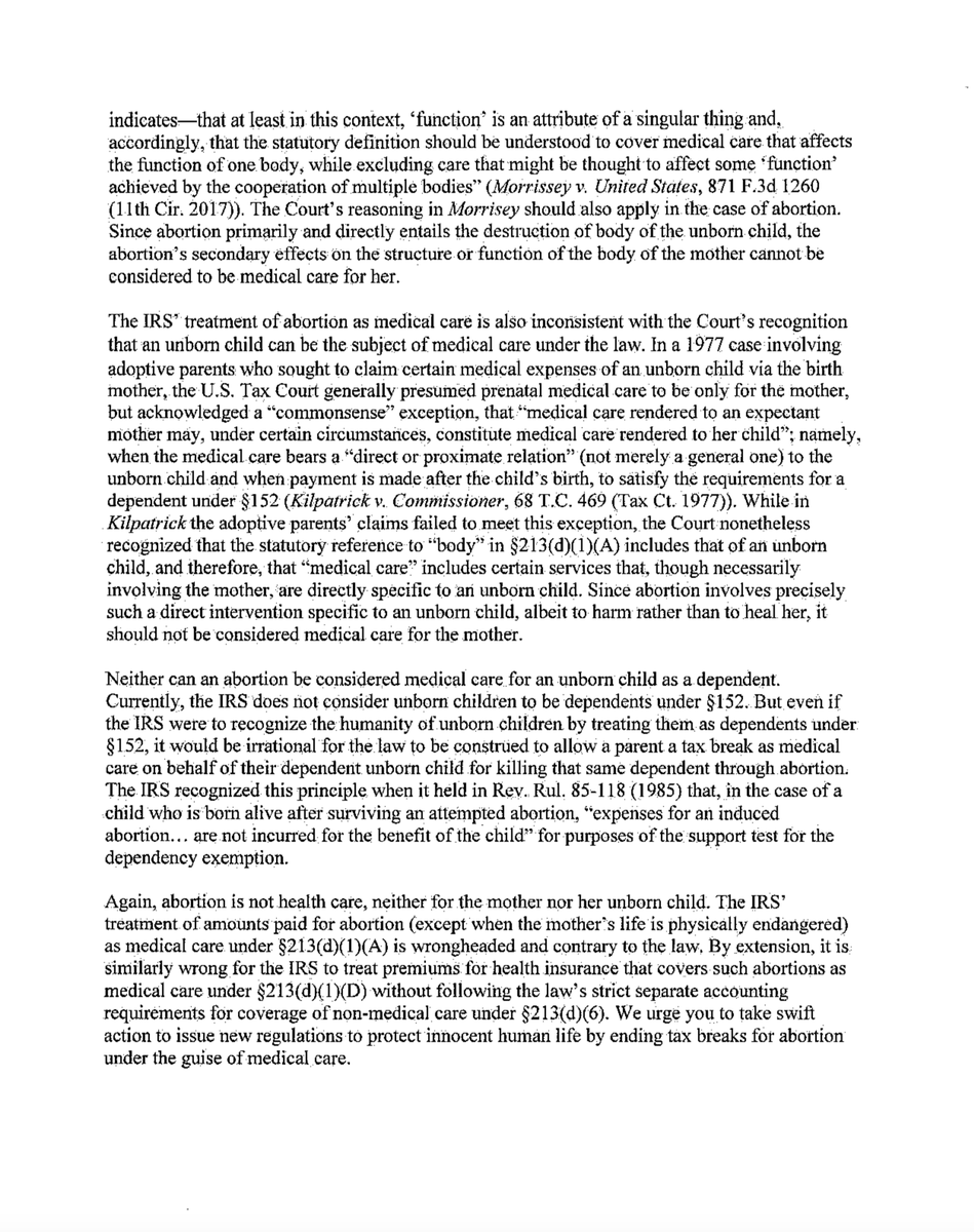 Abortion is not healthcare. A procedure where a successful outcome is the death of a living human being - born or unborn - is not healthcare. @WarrenDavidson & I wrote to Sec. Mnuchin calling for new regulations to end tax breaks for abortion under the guise of healthcare.