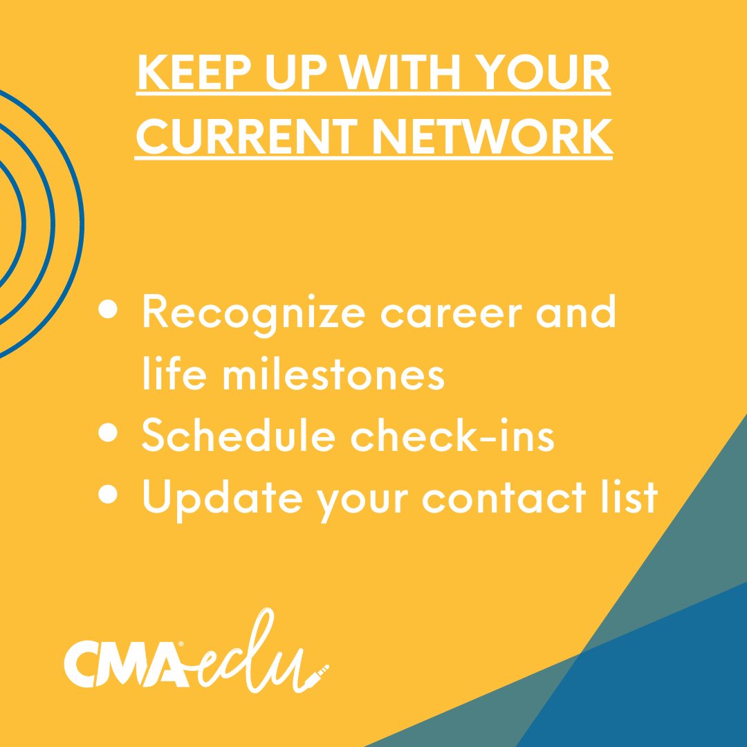 cmaedu's tweet photo. There are so many great ways to build your network right on campus! Here are some of our favorite tips. 💡 #CMAedu https://t.co/4sOeK0jZaM