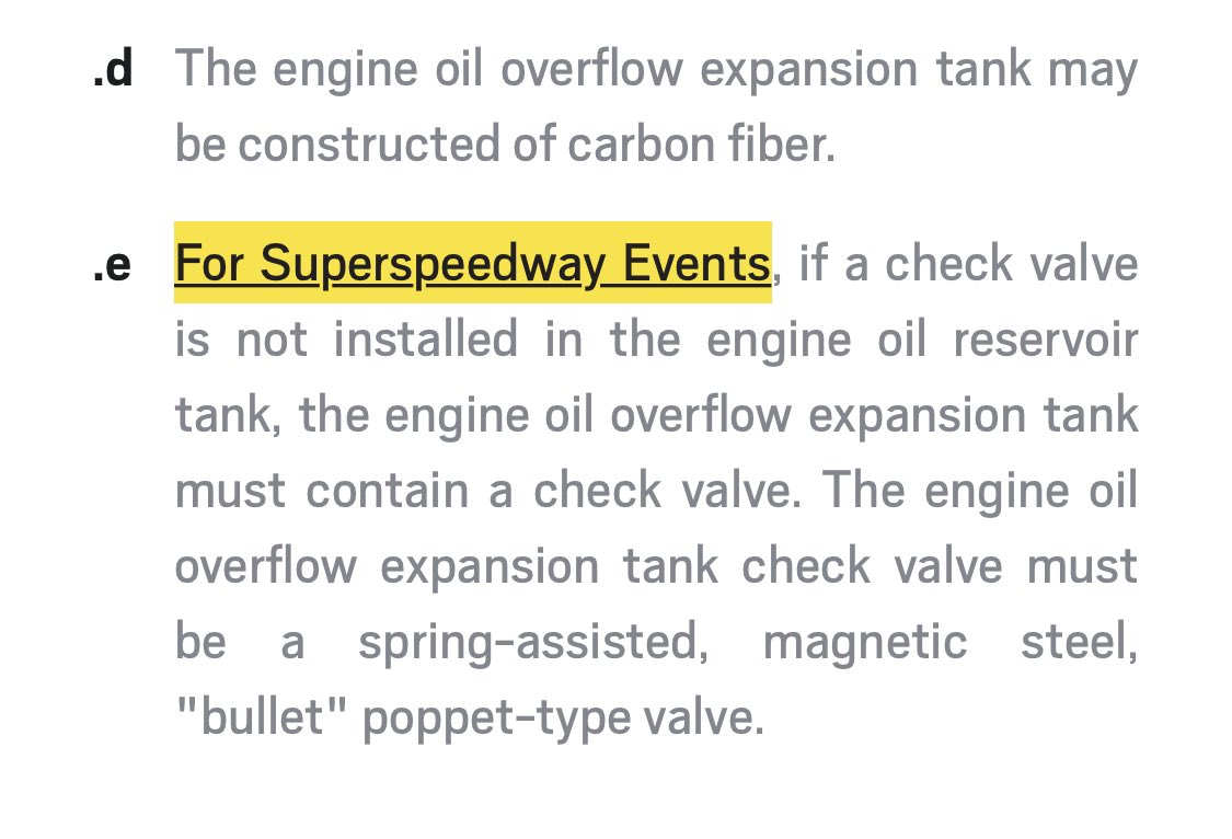 The check valve update is the only significant change I see in the rule book bulletin today with wording adding to state that it is for superspeedway events until the end of the year. This is likely in response to the the valves sticking and oil tanks bursting at some tracks.