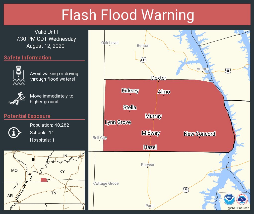 Flash Flood Warning continues for Murray KY, Hazel KY, Dexter KY until