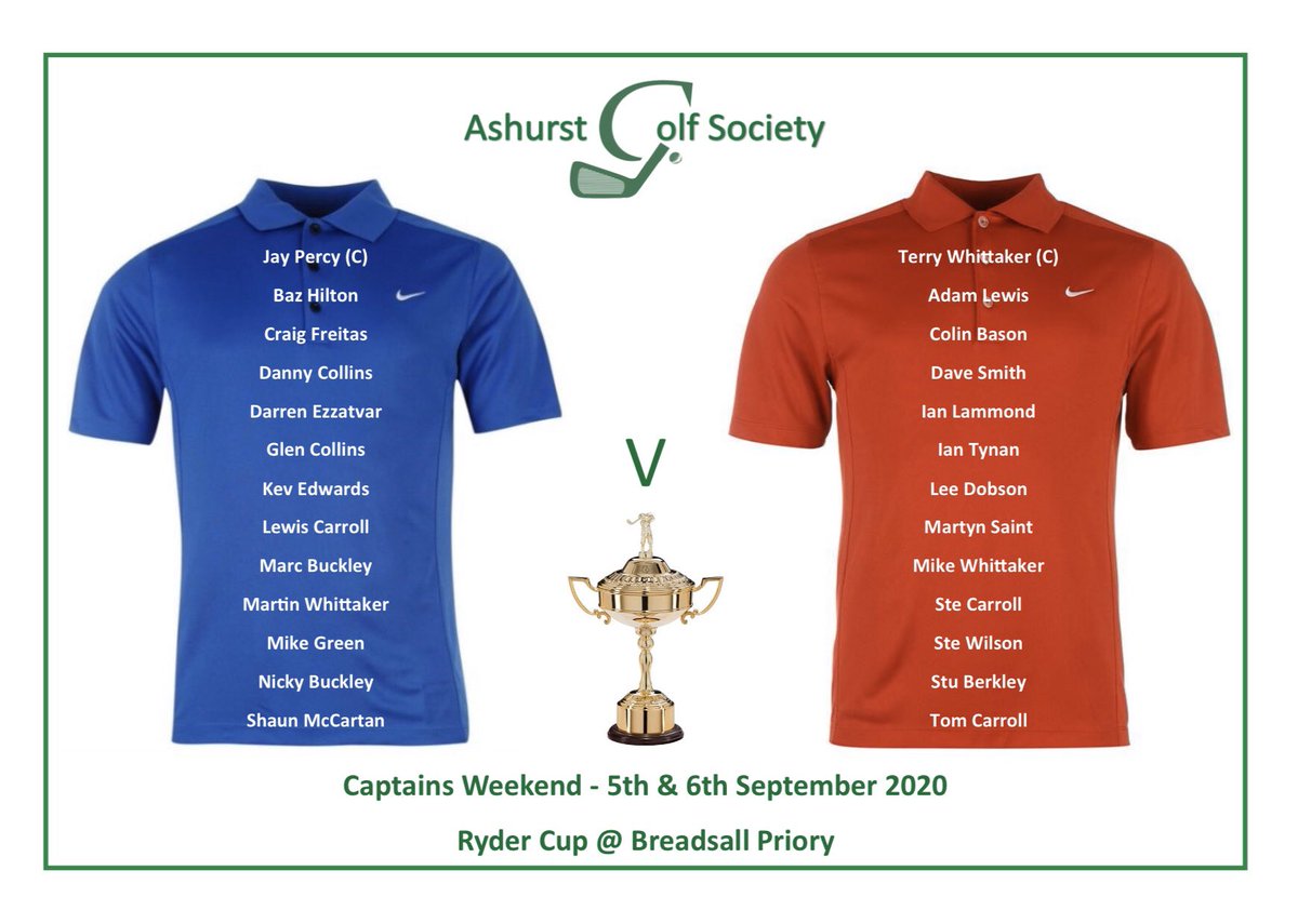 ashurst_golf's tweet image. The teams have been selected for our 2020 captains weekend @BreadsallP 🔵v🔴 #RyderCup