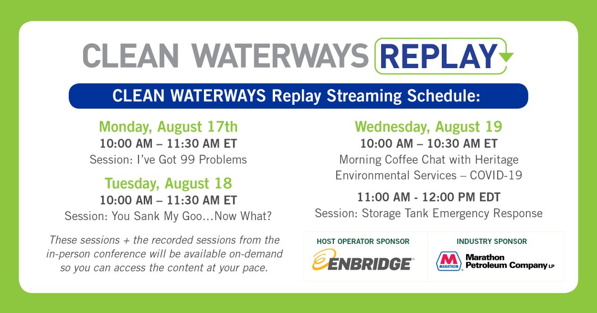 CLEAN WATERWAYS Replay kicks-off on Monday at 10:00 AM EDT. Sign up today!  cleanwaterwaysevent.org/clean-waterway…