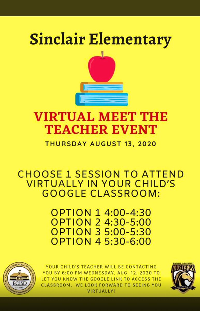 Don’t forget meet the teacher is tomorrow from 4:00-6:00pm!