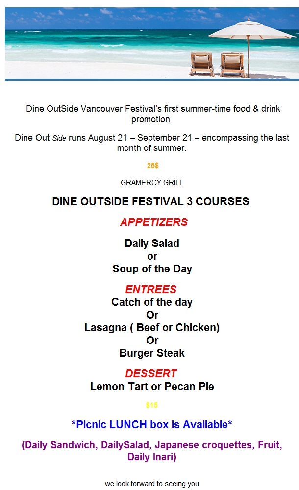 GramercyGrill's tweet photo. GRAMERCY GRILL DINE OUTSIDE FESTIVAL SPECIAL PROMOTION https://t.co/4LsDzdCV1Y https://t.co/Q3O3THEGSn