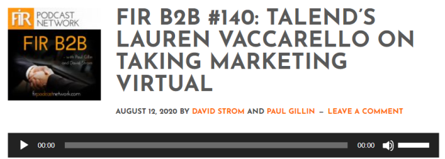LaurenV's tweet photo. The last year as CMO at Talend has been fun, intense, and unexpected. Hear all about it and how we pivoted so much of what we do when faced with unforeseen obstacles. https://t.co/UbcaG7MJTU https://t.co/2y9RdkBFao