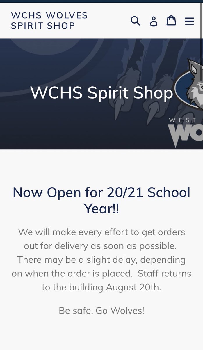 We are officially open online! Hurry and get your merchandise for the new school year!! Shop at...
wcwolvesonline.com