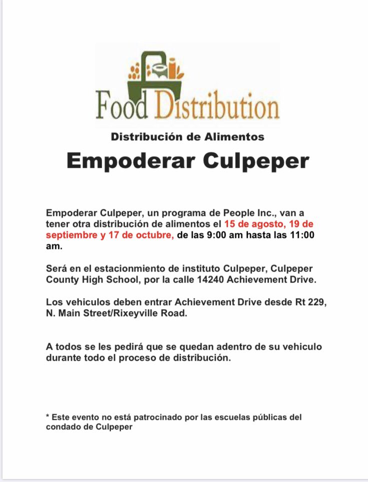 ridgewayforva30's tweet photo. More information about Empowering Culpeper’s Food Distribution program. https://t.co/OO7AkZb9EG