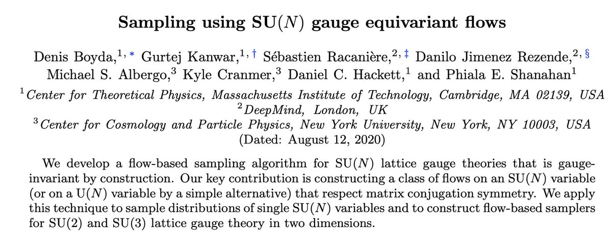 It took several months to work through a series of challenges. Shout out to the team: Denis Boyda, Gurtej Kanwar,  @sracaniere,  @DaniloJRezende, @msalbergo,  @kylecranmer, Daniel Hackett, Phiala Shanahan https://arxiv.org/abs/2008.05456 