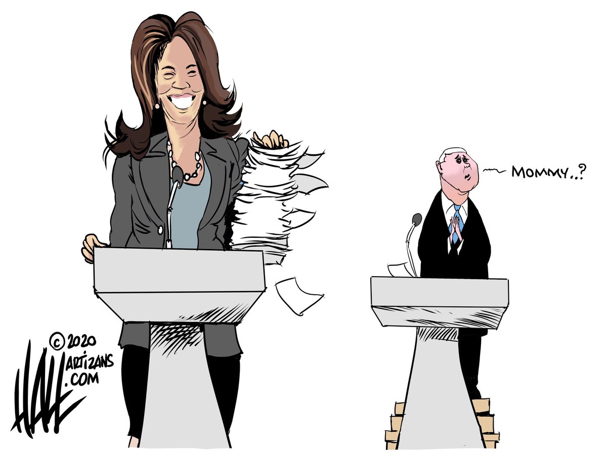 Tomorrow’s syndicate cartoon (revised). Thanks for sharing. I’m looking forward to drawing @KamalaHarris for the next 4 years! #KamalaHarris #veep #VPPick #VPHarris #BidenHarris2020 @AprilDRyan @MaggieJordanACN @laloalcaraz @JoeBiden @co_rapunzel4 #HarrisPenceDebate