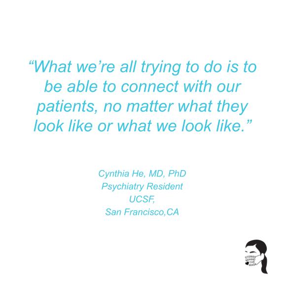 MaskStories's tweet photo. Cynthia He, MD and PhD Psychiatry resident at @UCSF shared this piece of insight, " What we're all trying to do is to be able to connect with our patients, no matter what they look like or what we look like." Tune in tomorrow for her video message! https://t.co/NTBUKPj3MA