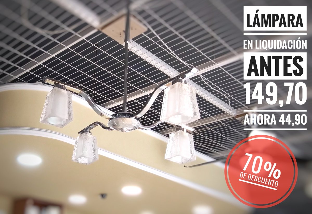 MueblesNieto's tweet photo. DESCUENTOS Y LIQUIDACIONES Hasta el 70% de Dto.
#LamparaDeLiquidacion 70% DTO
ANTES 149,70€
AHORA 44,90€ 😲
#LiquidacionLamparaDeExposicion 🏃🏻‍♀️
#OfertaLampara https://t.co/7uWLziOhC8
