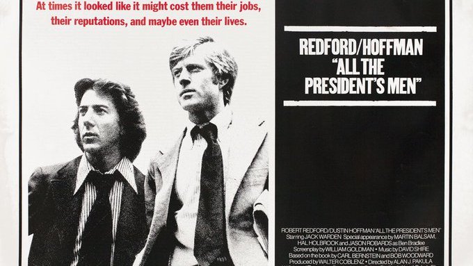 Essential lockdown viewing, Part 7: ALL THE PRESIDENT'S MEN. Watergate: two tenacious journalists pursue a simple story about some guys being caught in the wrong place and uncover a web of wrongdoing which brings down the government. We can only hope.  @PippaCrerar  @matthew_weaver