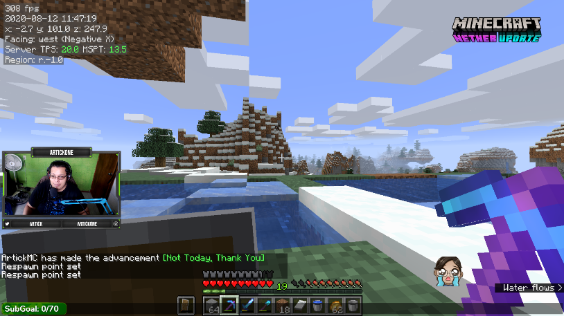 Ya estamos en directo de #minecraft con una mini granja de hielo y vamos a terminar pendientitos en el mundo survival 1.16.1 twitch.tv/artickone