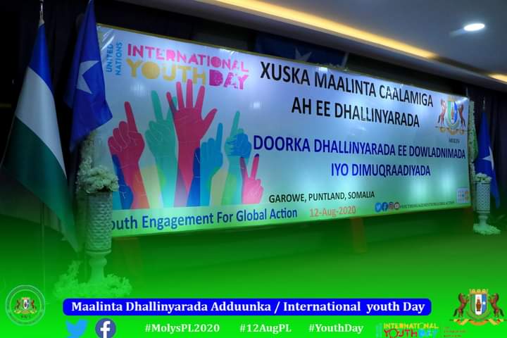 MoLYS_Puntland's tweet photo. Sawirro hordhac ah hoolka ay ka dhacayso xafladda xuska Maalinta Caalamiga ah ee Dhallinyarada Adduunka
HASHTAGS.
#Molyspl2020
#12AugustPl
#YouthDayUG2020
#IYD2020 https://t.co/npV8qQofgM