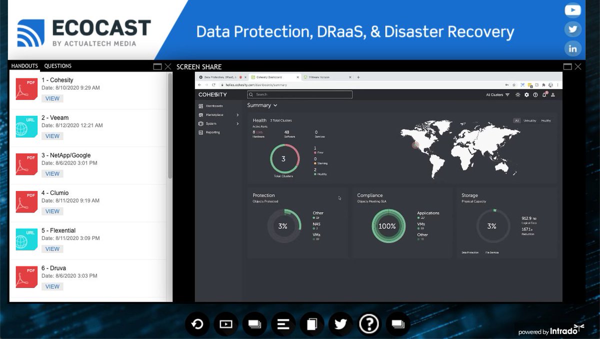 davidmdavis's tweet photo. Kicking off today's Data Protection, DRaaS, and DR EcoCast with first presenter, @patrickredknap of @Cohesity! #ATMEcocast --> https://t.co/OwVJgrmrgk https://t.co/lPHH53GuLf