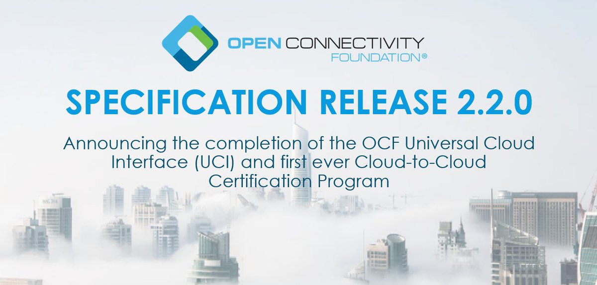 OpenConnOrg's tweet image. #OCF Specification Release 2.2.0 is available for public download. Kickstart your #IoT development with OCF device-to-device, device-to-cloud and cloud-to-cloud connectivity standards: bit.ly/3ckfZCP #IoTdev #digitalinnovation