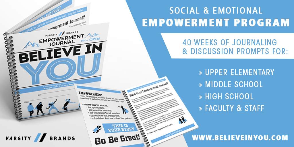 herffjones's tweet photo. Enhance your school's Social &amp; Emotional Learning with 𝙣𝙚𝙬 Varsity Brands Student Empowerment Journals! 

Each journal provides 40 weeks of prompts, class discussions &amp; weekly affirmations to help your students take on this school year. Order today! > https://t.co/wTZYotQeJR https://t.co/s2gFijKU1J